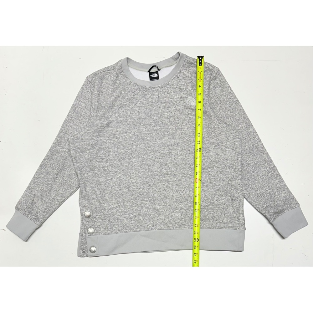 The North Face Everyday Fleece Gray Heathered Crewneck Sweatshirt Side Snaps XL